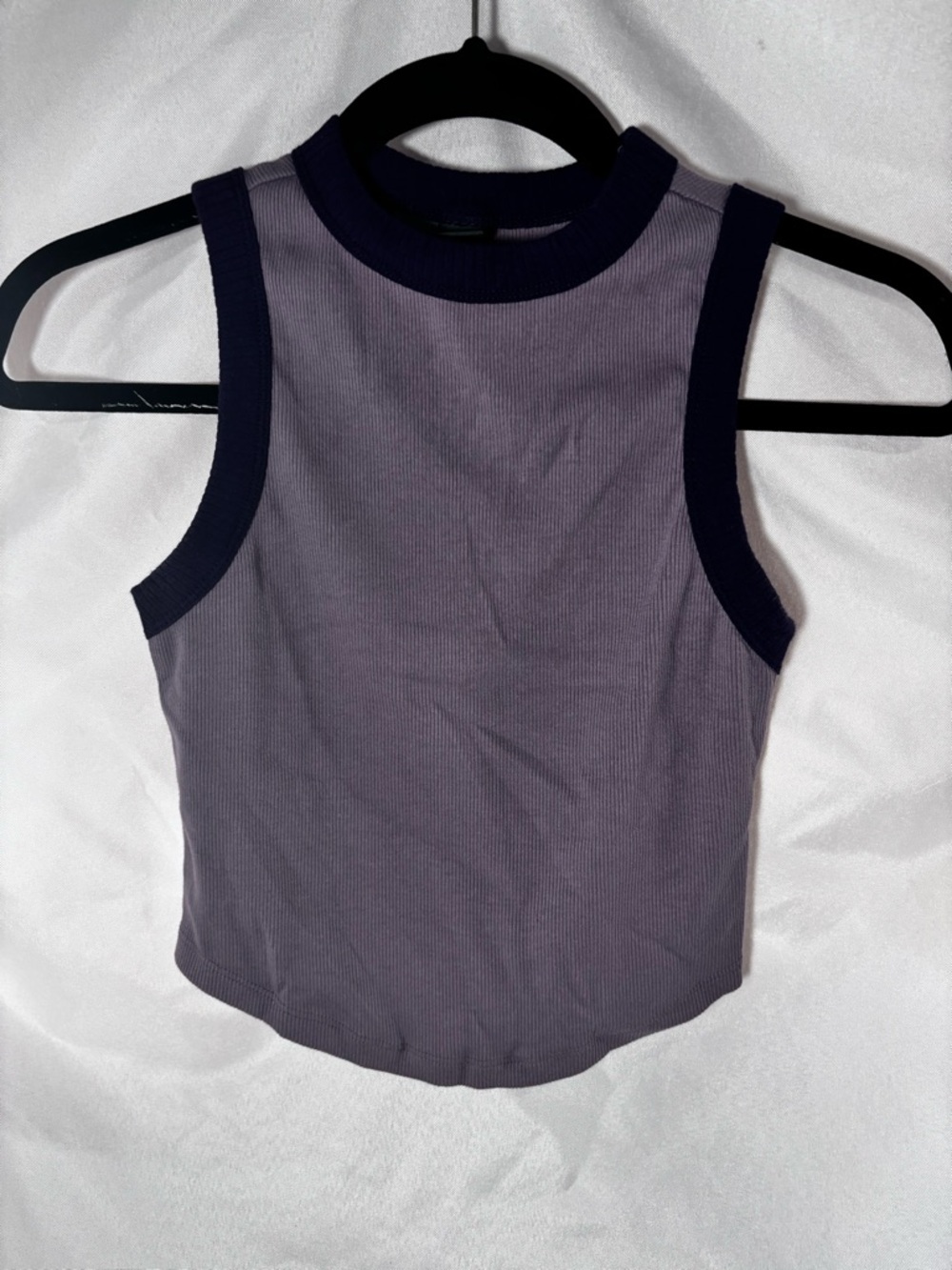 wild fable Purple Ribbed Tank with Navy Trim